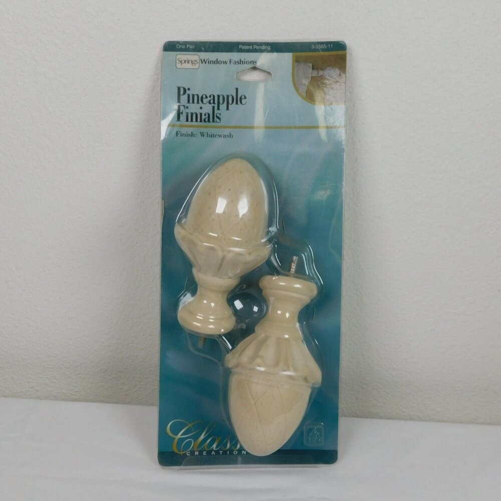 Pineapple Finials New One Pair NeoClassic Decorative Whitewash Finish Springs